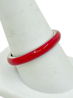 Ross Simons sterling silver red enamel band ring - GM853